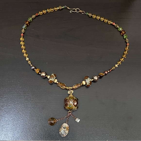 Handmade Lampwork Beads Fall Theme Beaded Necklace - Picture 4 of 11